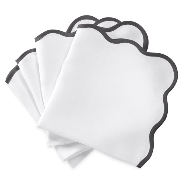Set of Four Scallop Edge Napkin - Smoke Grey by Matouk