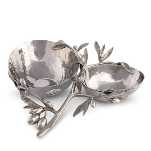 Olive Steel Double Serving Bowl by Vagabond House