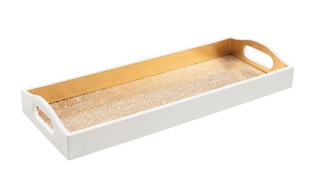 Pebble Gold Lacquer 20x8 Tray by Caspari