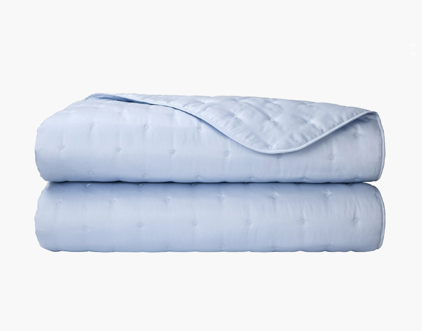 Triomphe Quilted Coverlet King Celeste (blue) by Yves Delorme