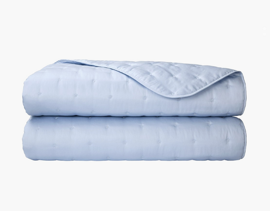 Triomphe Quilted Coverlet King Celeste (blue) by Yves Delorme