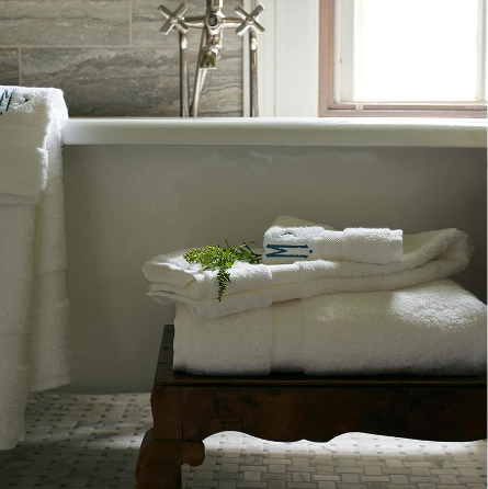 Lotus Inidgo Bath Towel  with Custom Monogram by Matouk