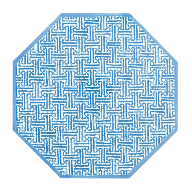 Fretwork Blue Lacquer Octagonal Placemat by Caspari