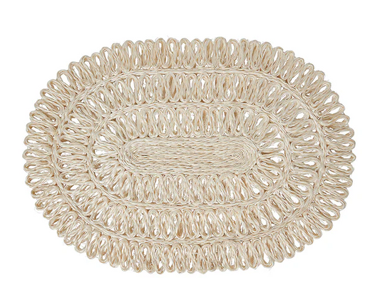 Oval Straw Loop Placemat - Whitewash by Juliska