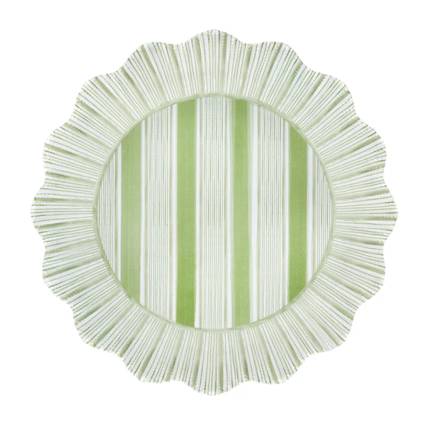 Cabana Stripe Melamine Dinner Plate Set/4 - Seagrass