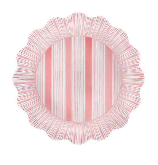 Cabana Stripe Melamine Salad Plate Set/4 - Coral