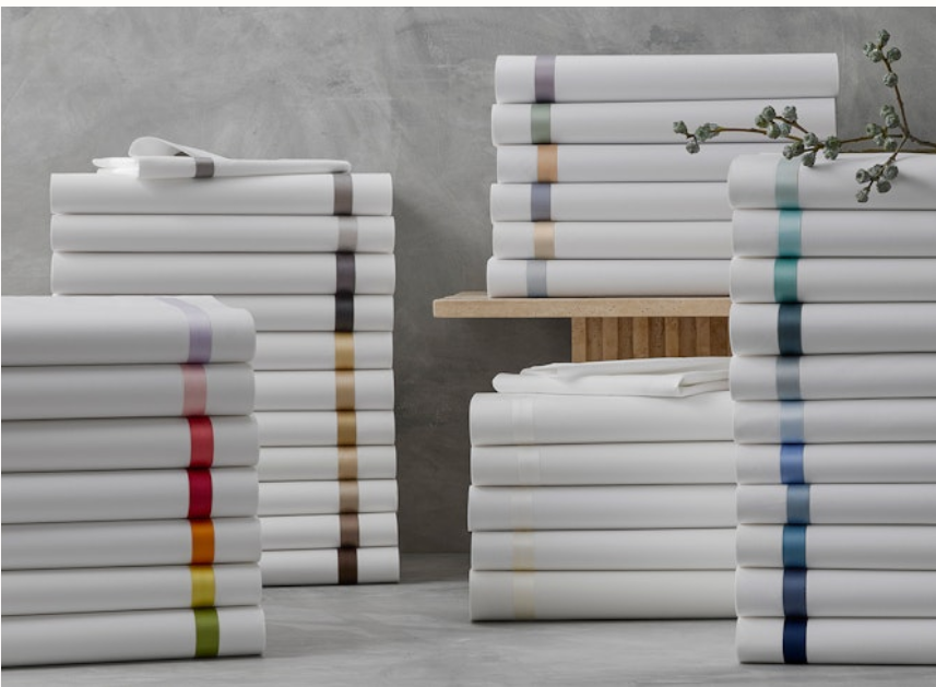 Lowell King Flat Sheet in White with Lagoon