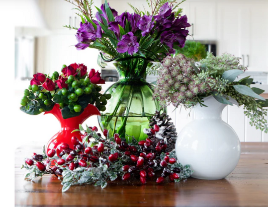 Hibiscus Medium Fluted Vase Dark Green