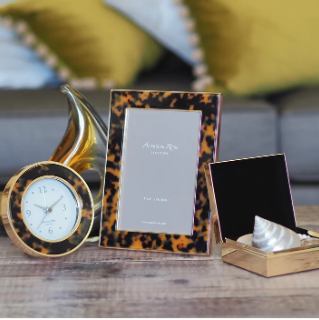 Faux Tortoiseshell & Gold Silent Alarm Clock