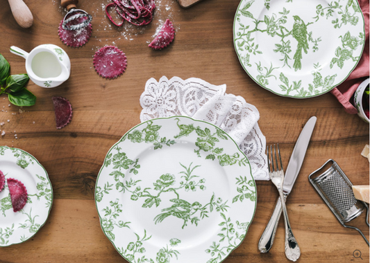 Albertine Green Dinner Plate - White background by Bernardaud