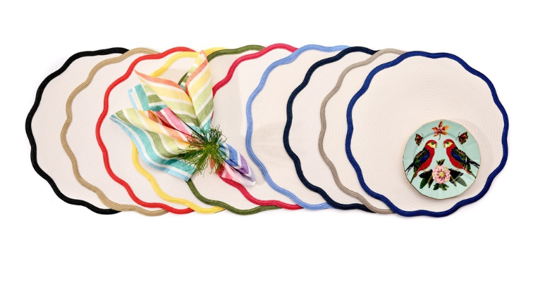 Border Scallop Round Placemat Royal/Navy by Deborah Rhodes (s/4)