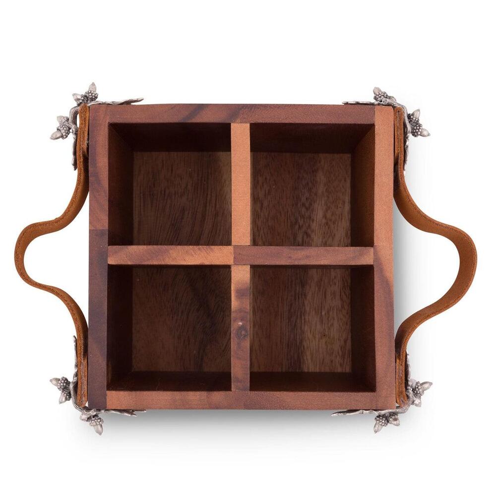 Acorn Oak Leaf Flatware Caddy - Square Box Wood by Vagabond House 4