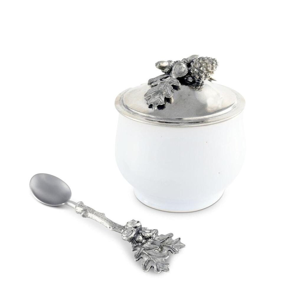 Acorn Oak Leaf Sugar Bowl and Spoon by Vagabond House