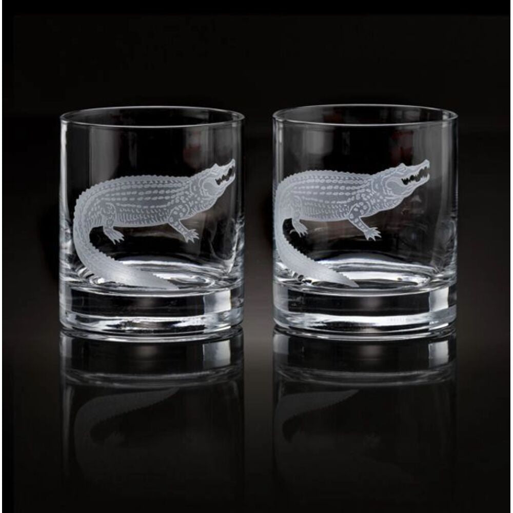 Alligator Old Fashion Glasses (4) Gator by Julie Wear