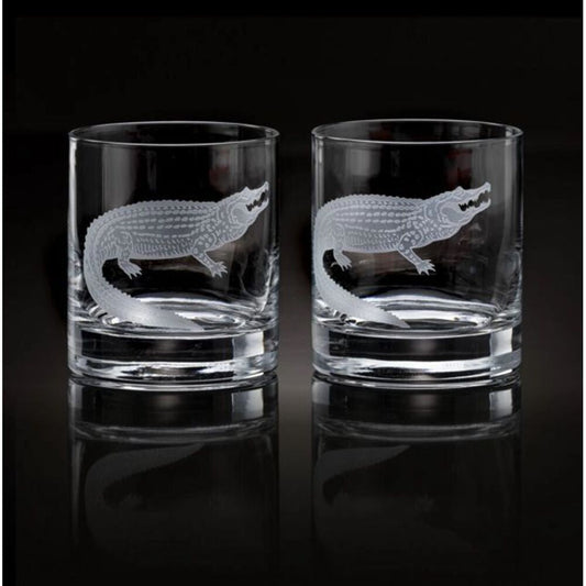 Alligator Old Fashion Glasses (4) Gator by Julie Wear
