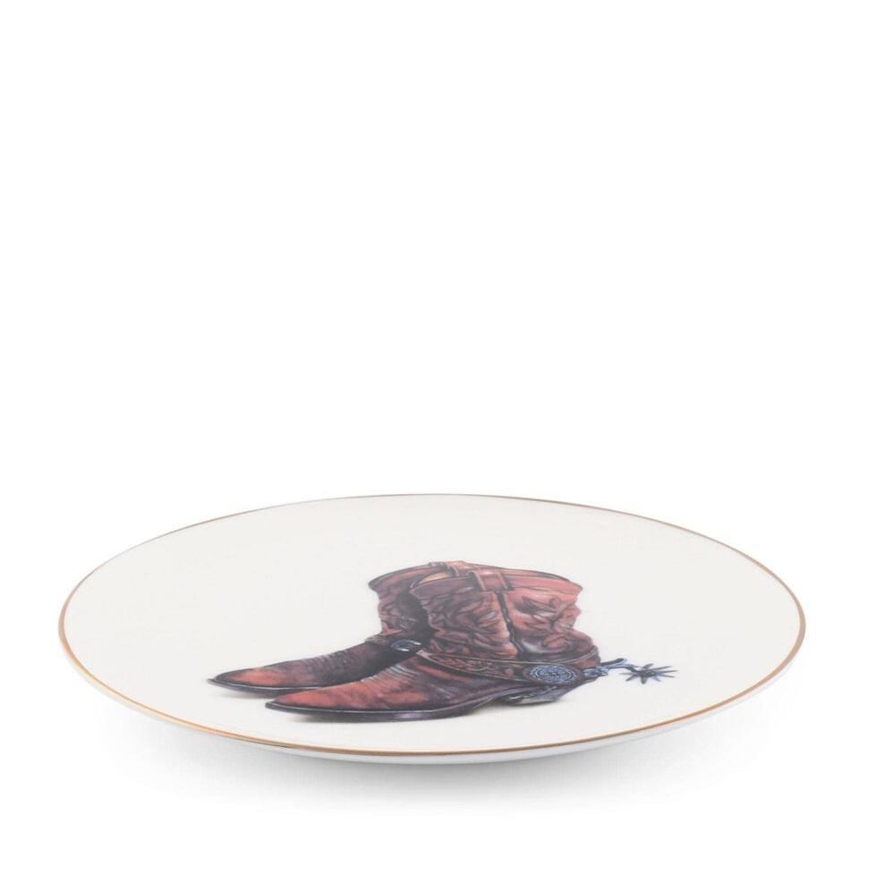 Amarillo Western Boot Pattern Bone China Round Salad Plate by Vagabond House 1