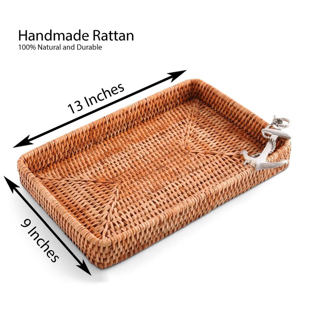Anchor Catchall Tray Hand Woven Wicker Rattan by Vagabond House 5