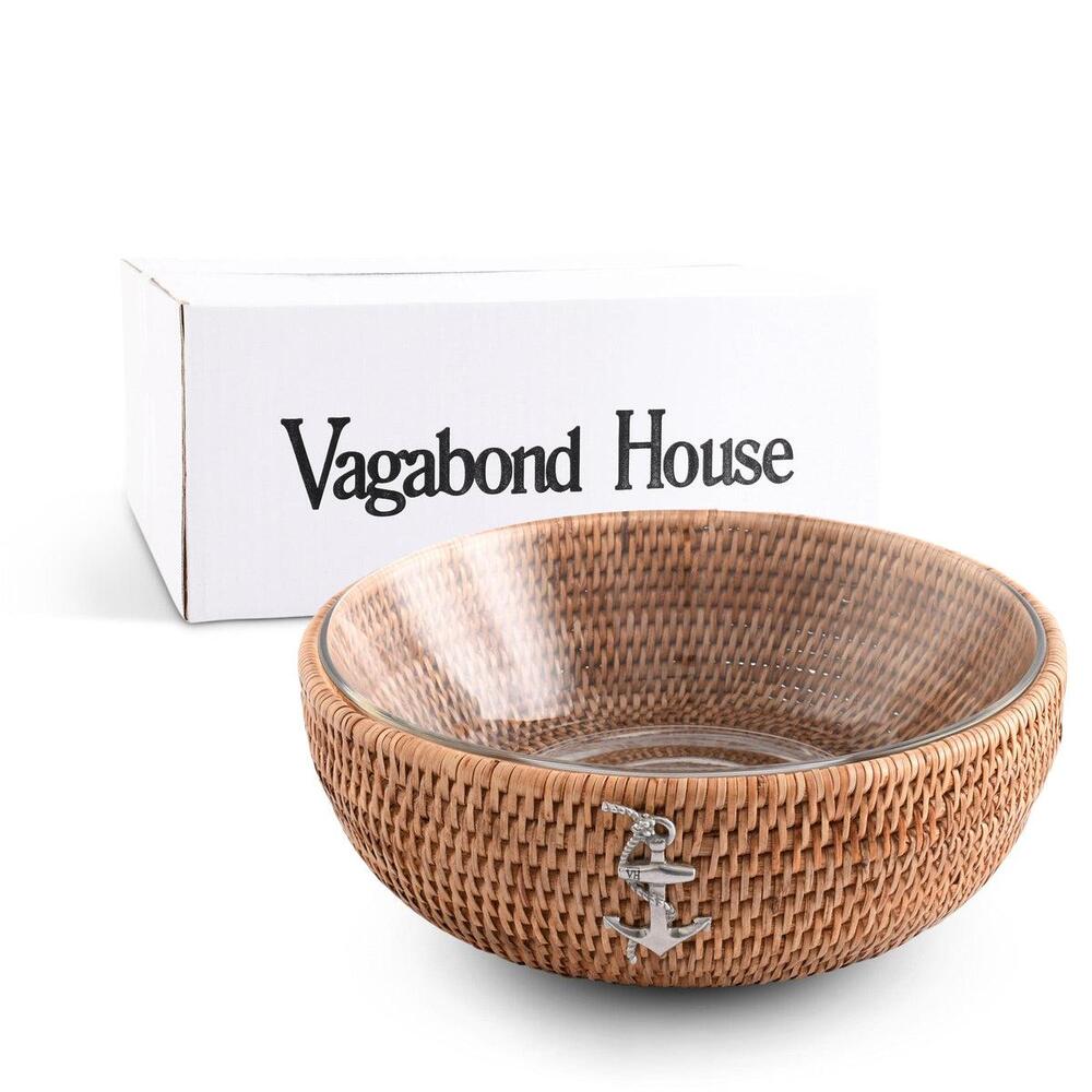 Anchor Hand Woven Wicker Natural Rattan Serving Bowl by Vagabond House 6