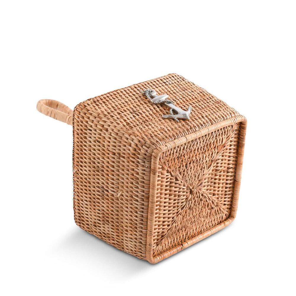 Anchor Hand Woven Wicker Rattan Flatware Caddy by Vagabond House 4