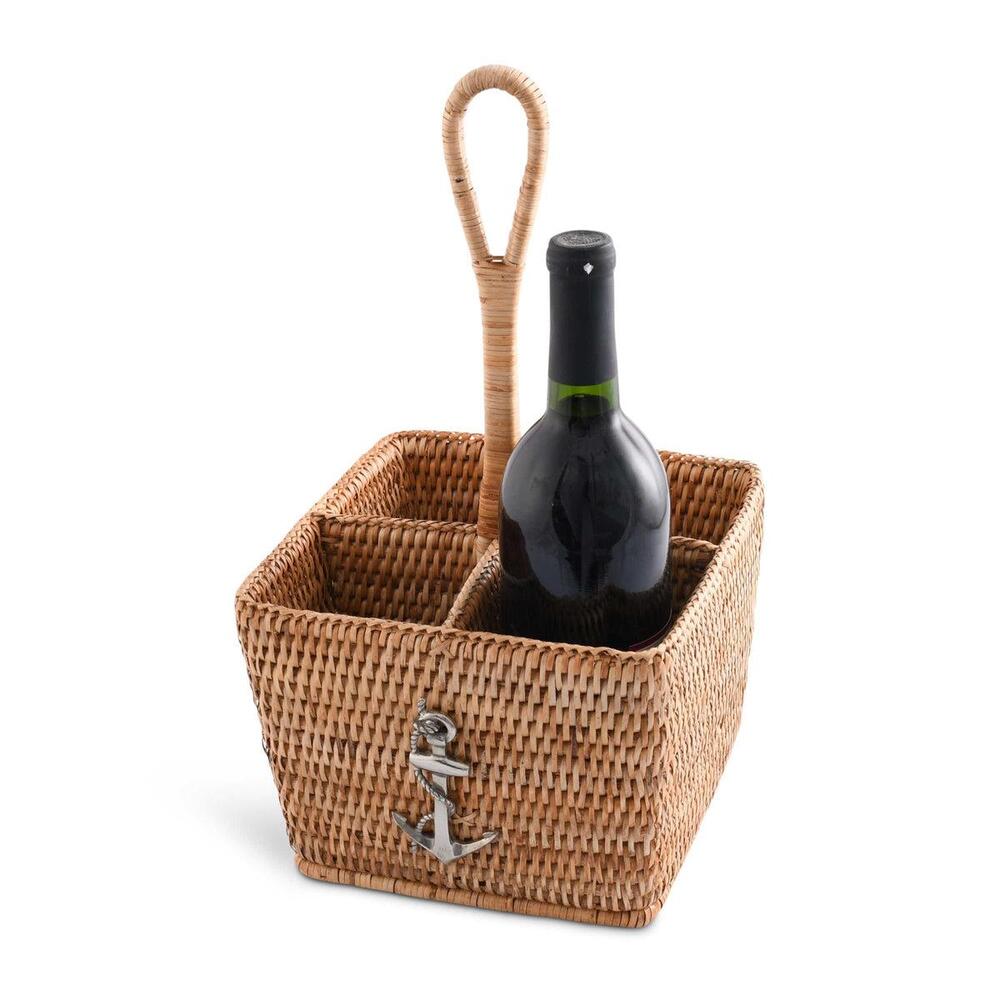 Anchor Hand Woven Wicker Rattan Flatware Caddy by Vagabond House 5