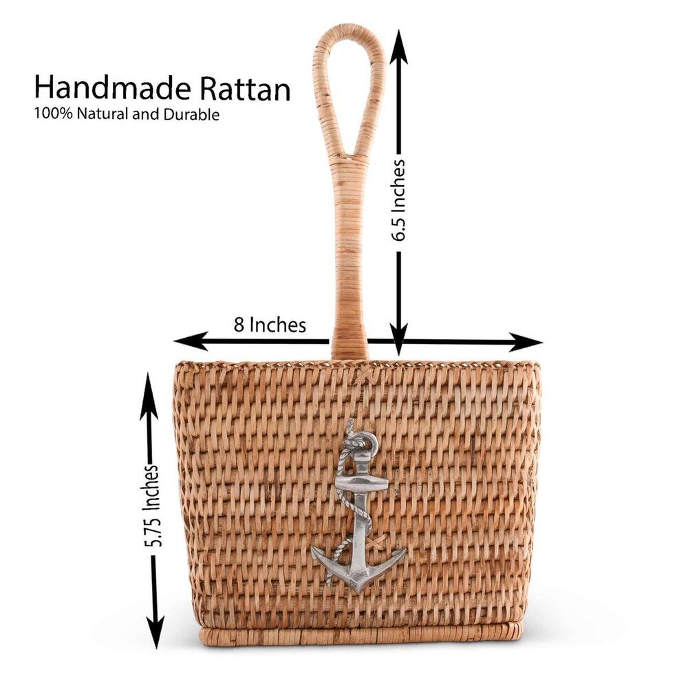 Anchor Hand Woven Wicker Rattan Flatware Caddy by Vagabond House 6