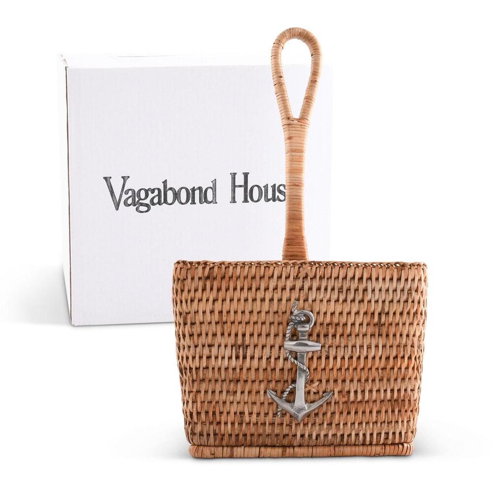 Anchor Hand Woven Wicker Rattan Flatware Caddy by Vagabond House 7