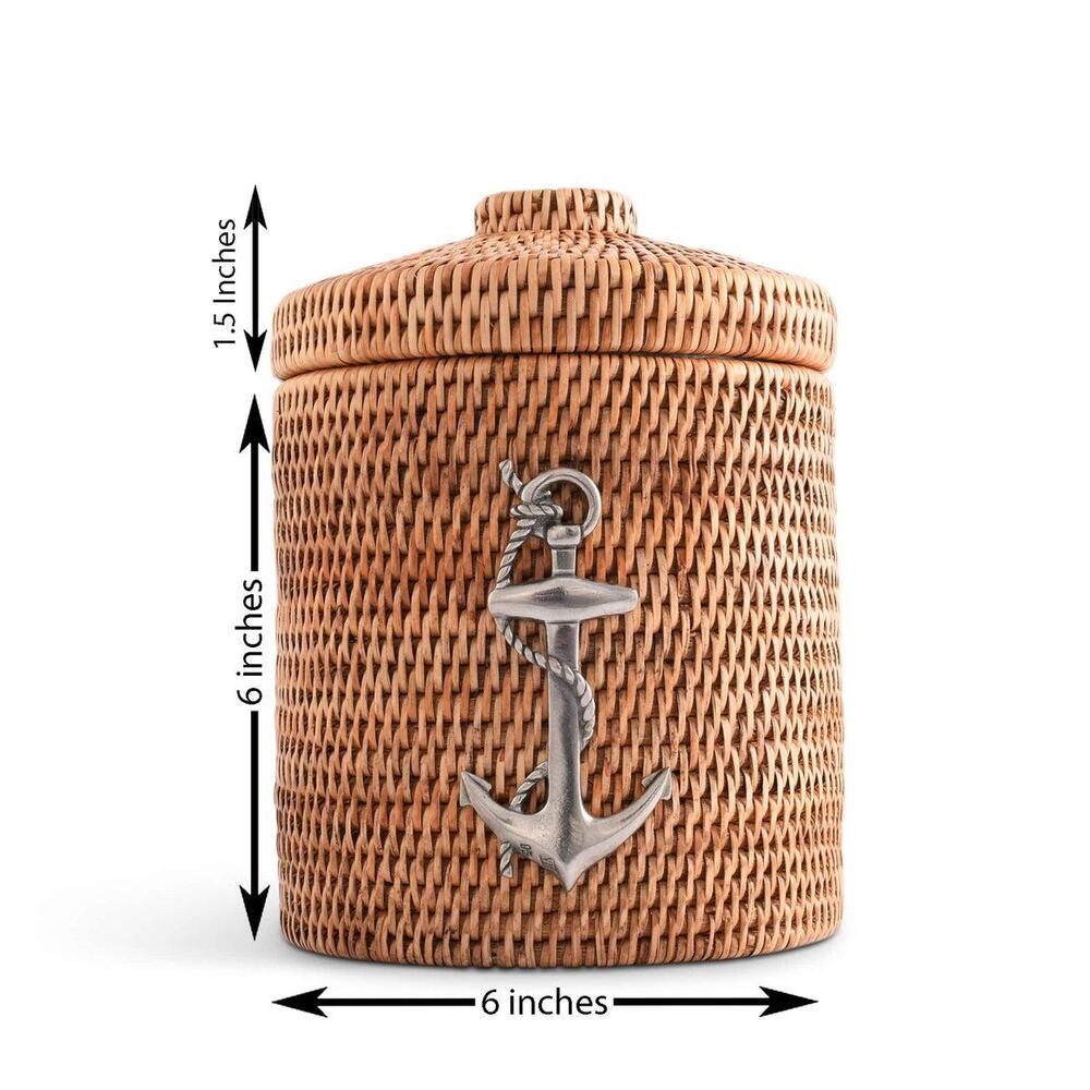 Anchor Hand Woven Wicker Rattan Lidded Ice Bucket by Vagabond House 6