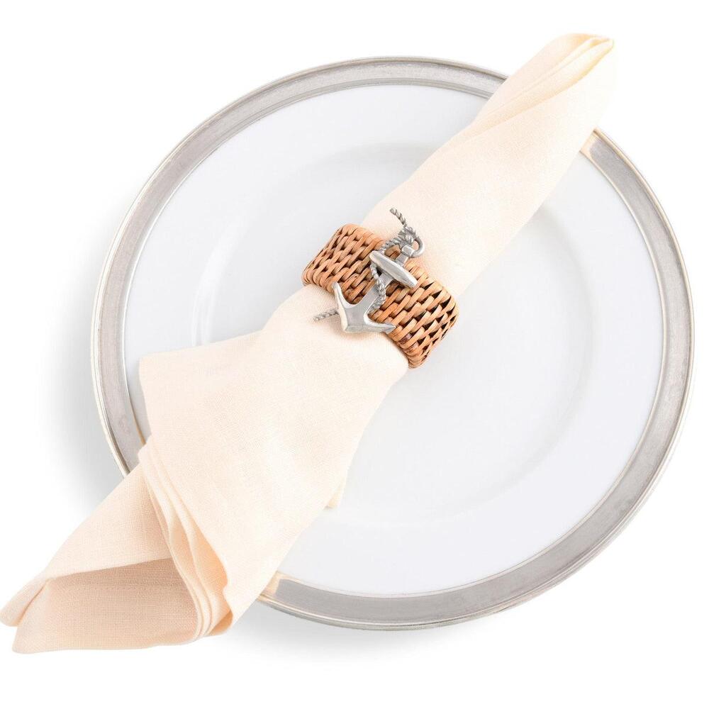 Anchor Hand Woven Wicker Rattan Napkin Ring - Set of 4 by Vagabond House 2