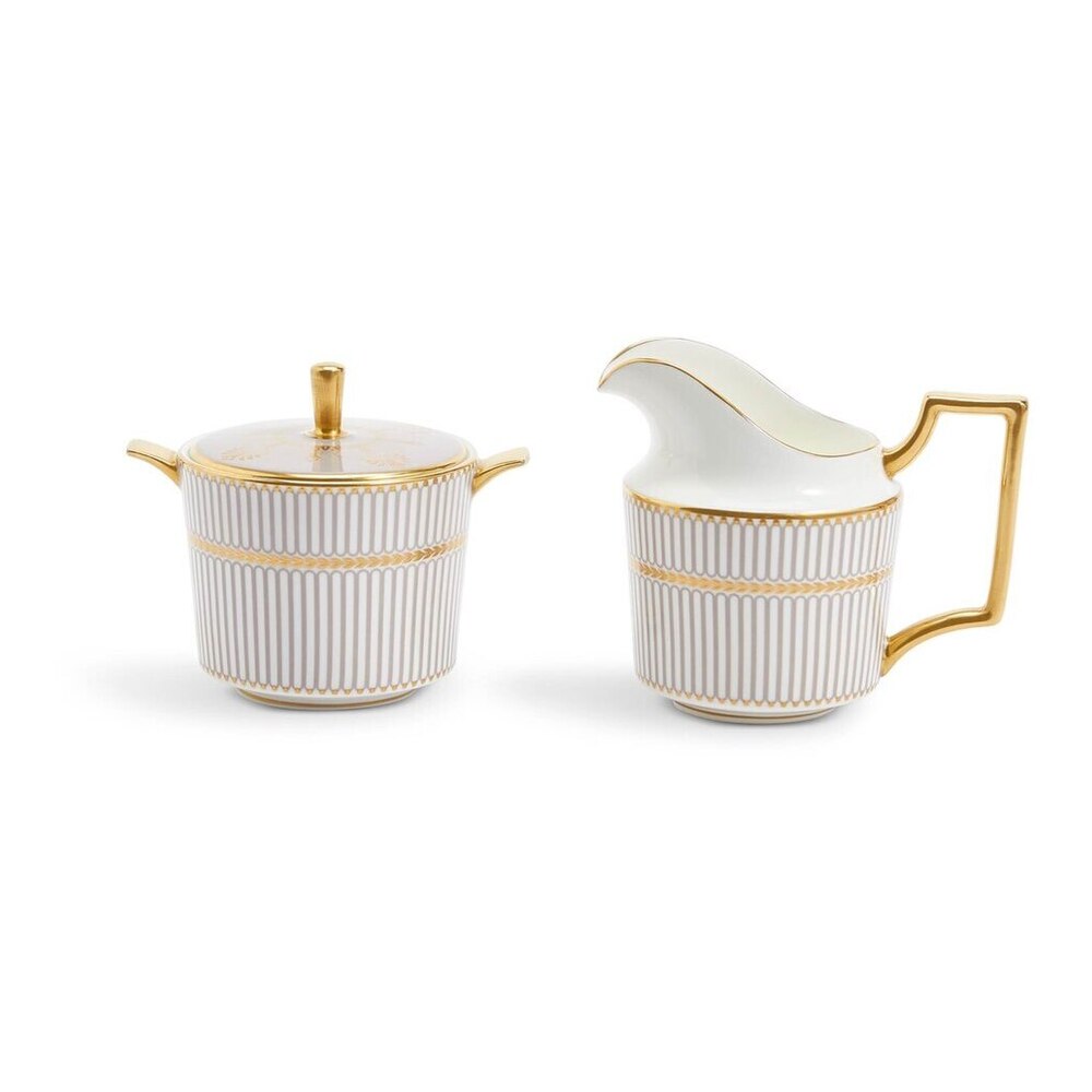 Anthemion Grey Cream & Sugar by Wedgwood