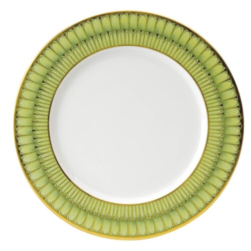 Arcades Green & Gold Dinner Plate by Philippe Deshoulieres