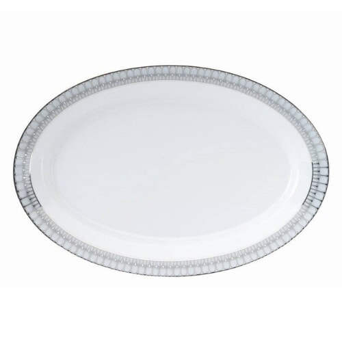 Arcades Grey & Platinum Oval Platter by Philippe Deshoulieres