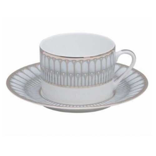 Arcades Grey & Platinum Tea Saucer by Philippe Deshoulieres