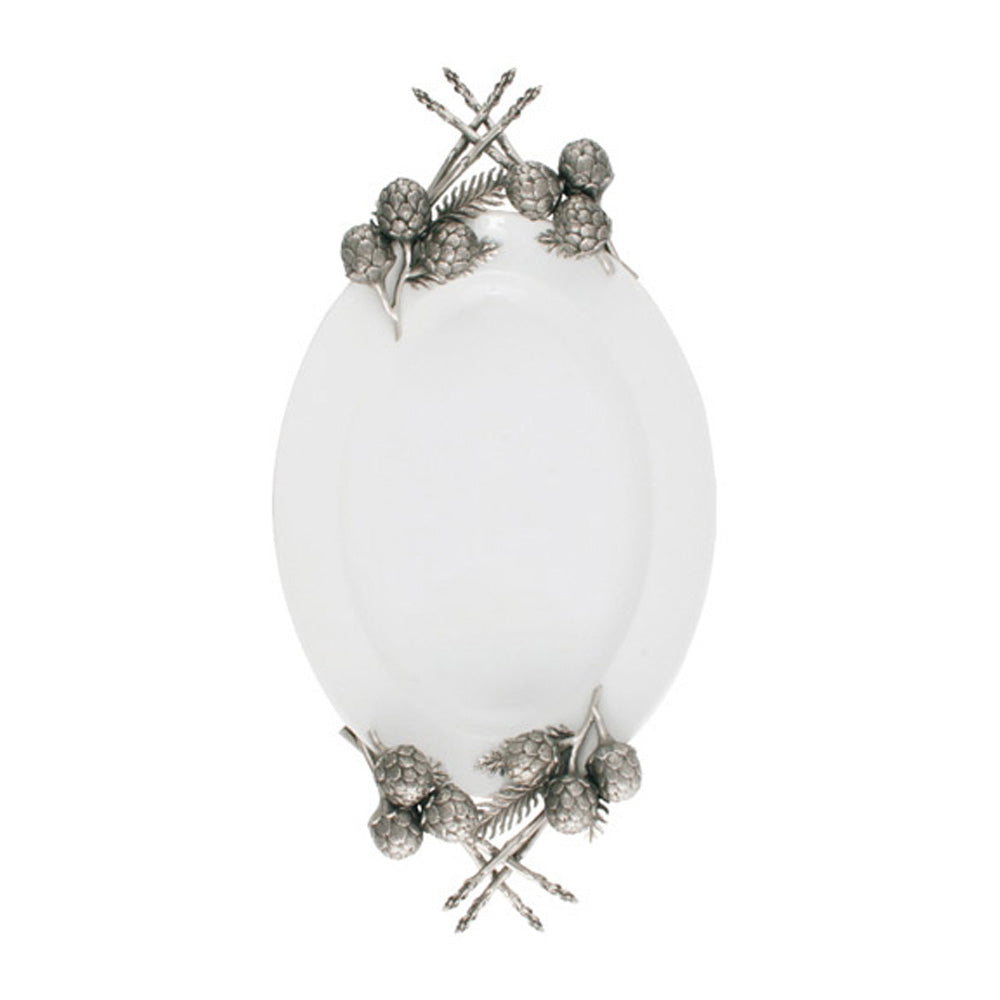 Artichoke and Asparagus Stoneware Tray by Vagabond House