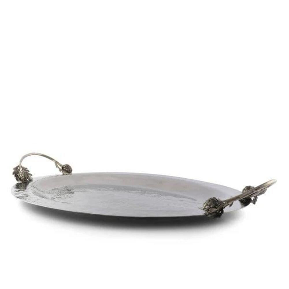 Artichoke Handle Large Steel Serving Tray by Vagabond House