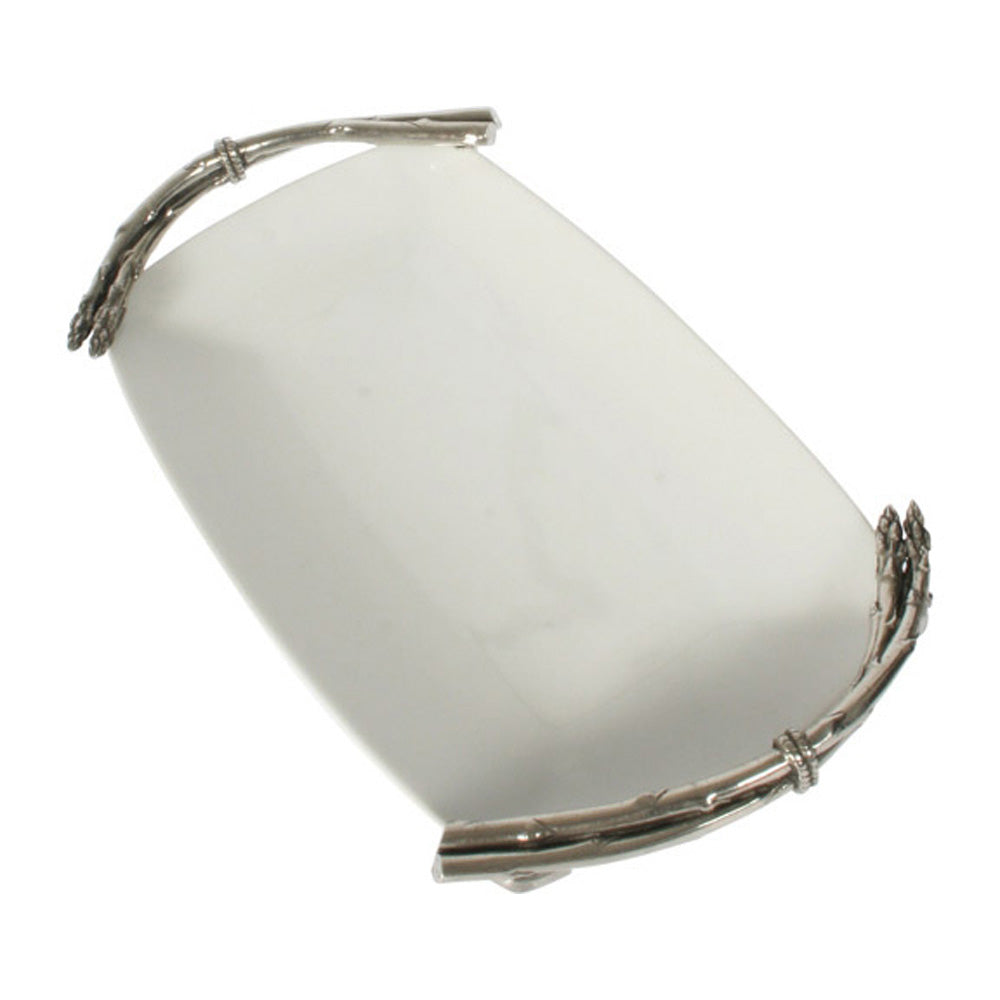 Asparagus Handle Porcelain Platter by Vagabond House