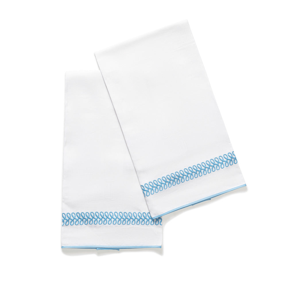 Astor Braid Guest Towels set of 2 Sky