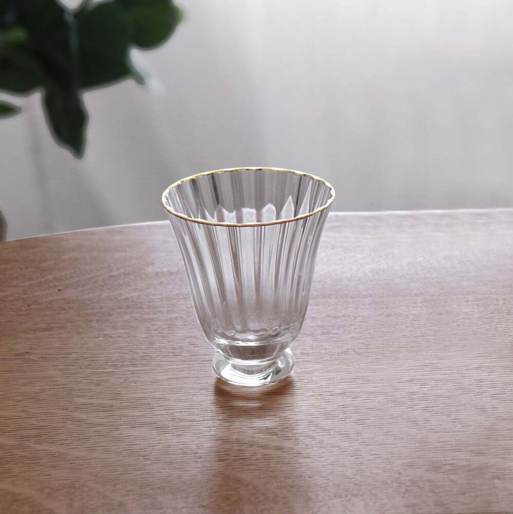 Audrey Stemless All Purpose Glass with Gold Rim Set of 4 - Clear & Gold by Beatriz Ball 1