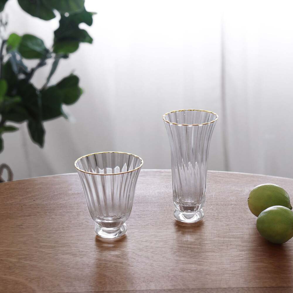 Audrey Stemless All Purpose Glass with Gold Rim Set of 4 - Clear & Gold by Beatriz Ball 3