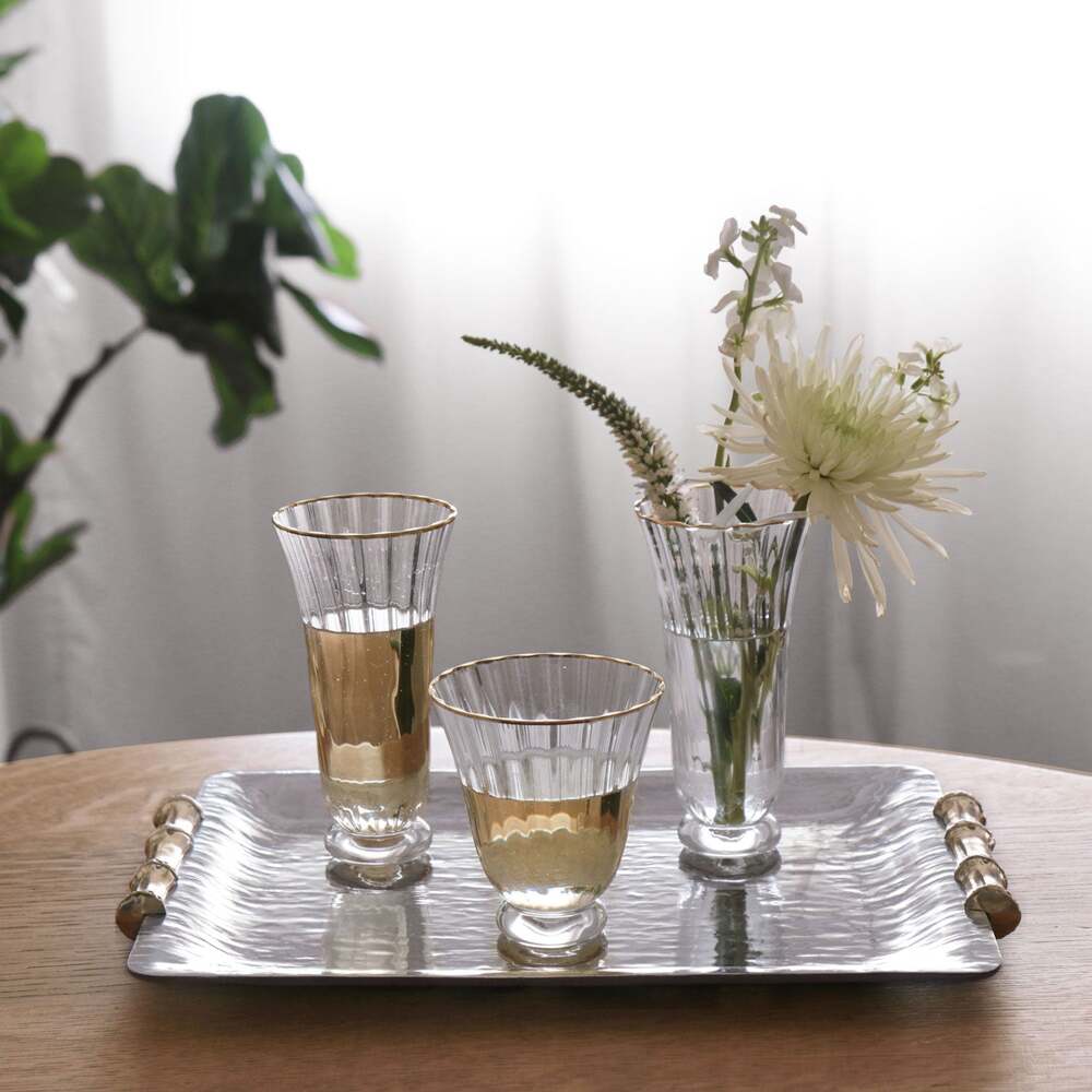 Audrey Stemless All Purpose Glass with Gold Rim Set of 4 - Clear & Gold by Beatriz Ball 4