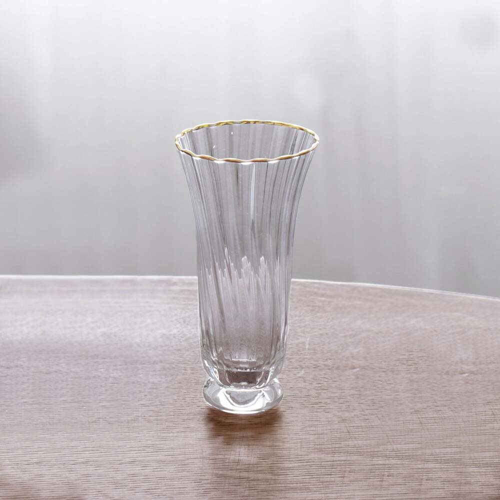 Audrey Stemless Flute with Gold Rim Set of 4 - Clear & Gold by Beatriz Ball 1