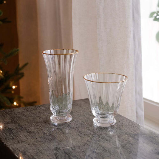 Audrey Stemless Flute with Gold Rim Set of 4 - Clear & Gold by Beatriz Ball