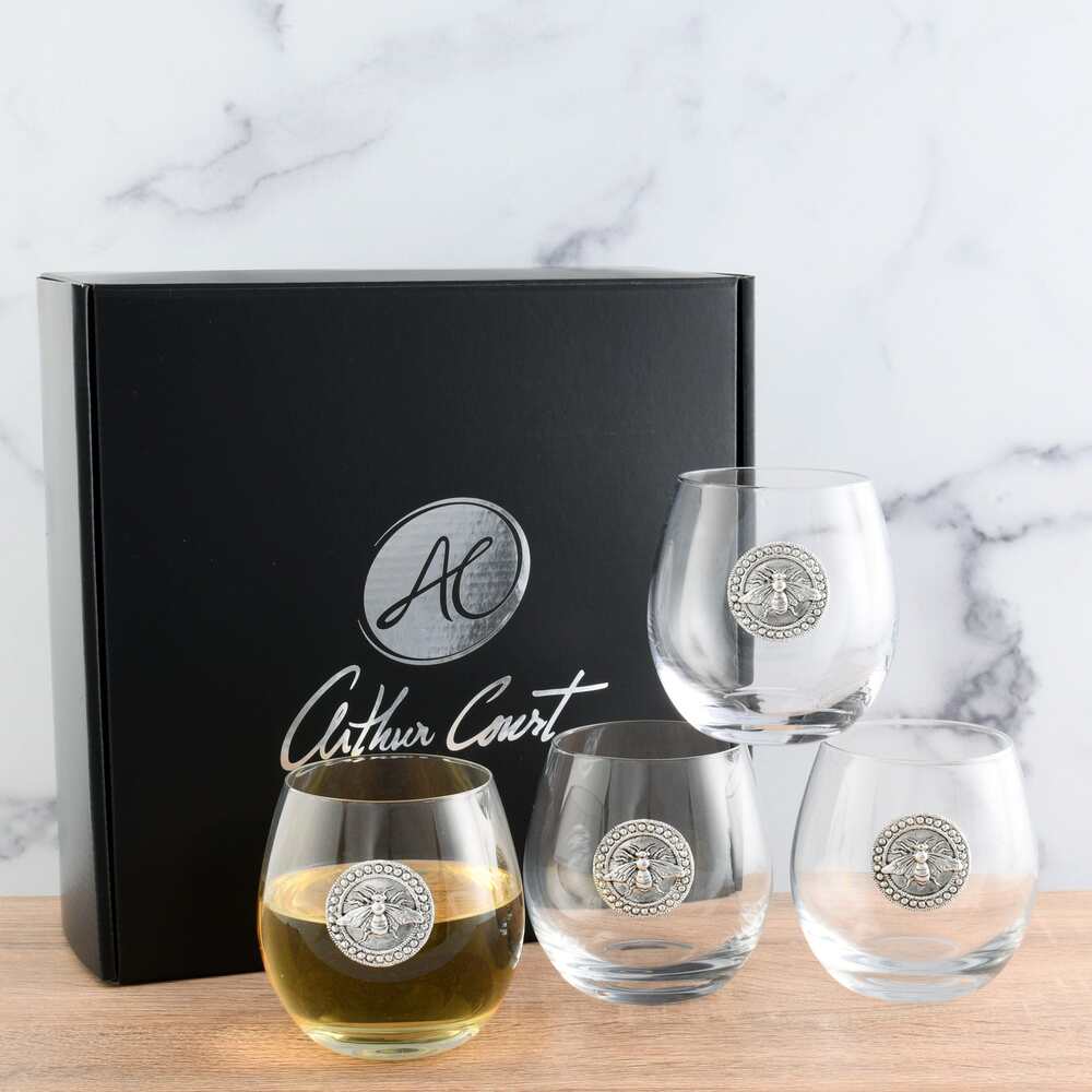 Bee Stemless Wine Glass - Set of 4 by Arthur Court Designs 1
