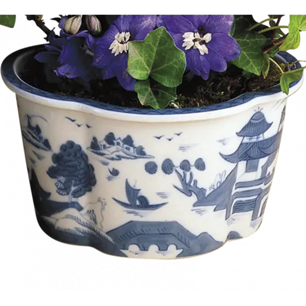 Blue Canton Four Lobed Cachepot by Mottahedeh