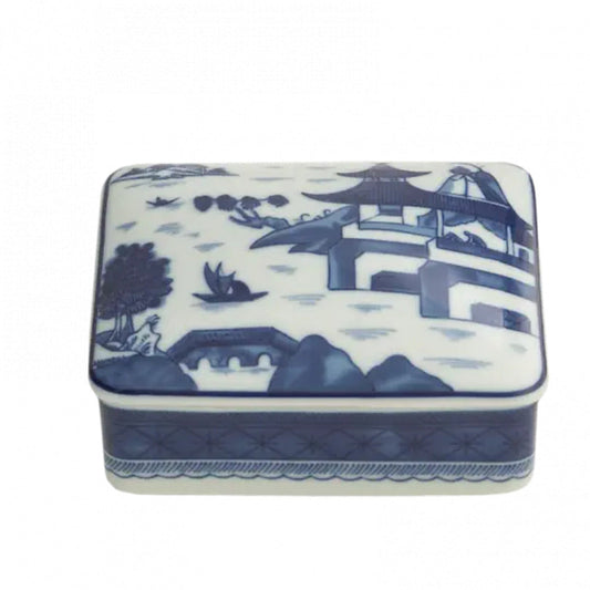 Blue Canton Recangular Box by Mottahedeh
