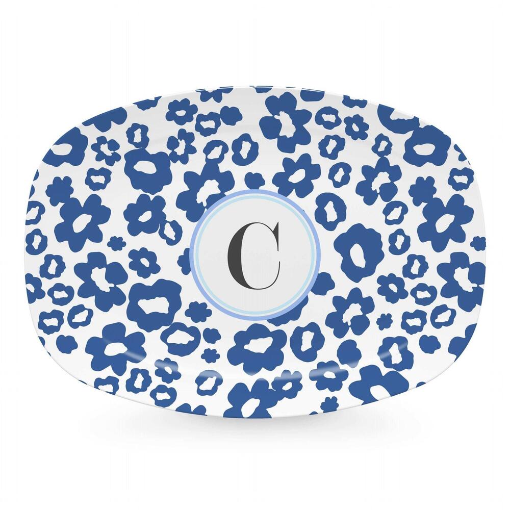 Blue Flower Power Platter - C by Mariposa
