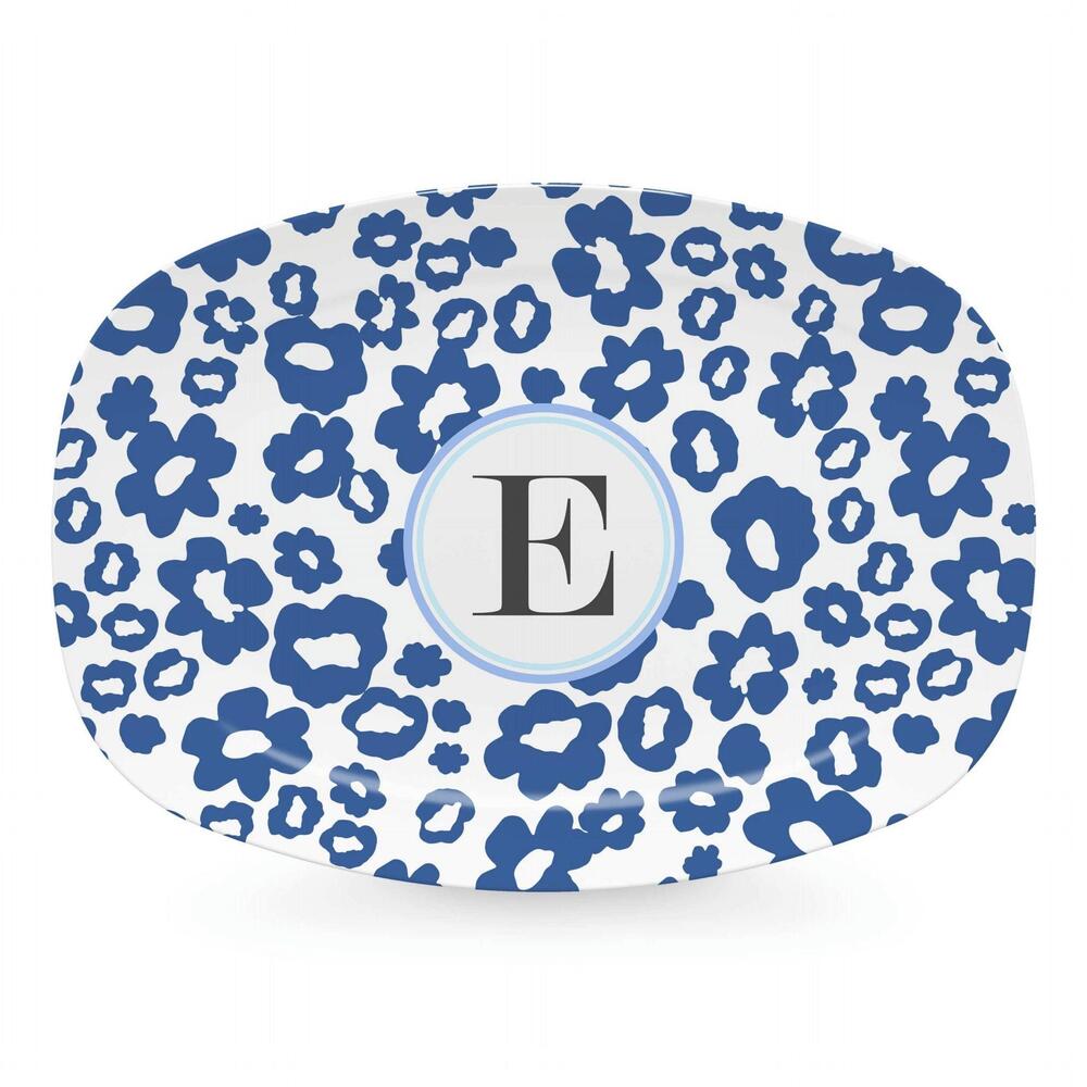 Blue Flower Power Platter - E by Mariposa