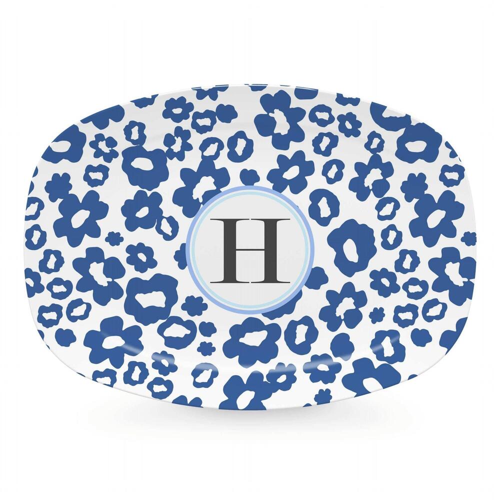 Blue Flower Power Platter - H by Mariposa
