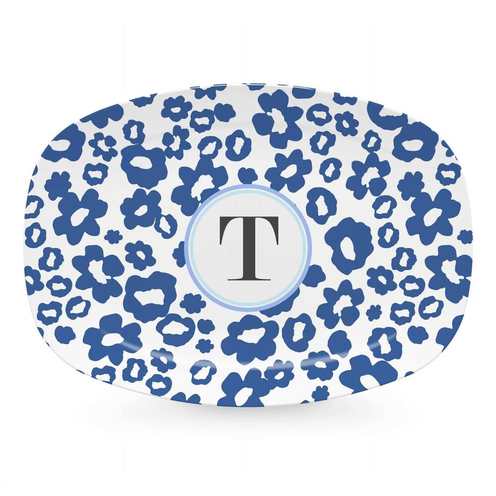 Blue Flower Power Platter - T by Mariposa