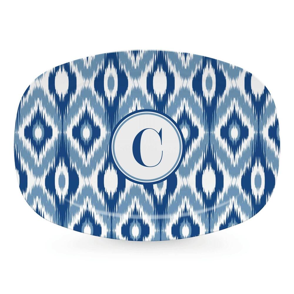 Blue Ikat Platter - C by Mariposa