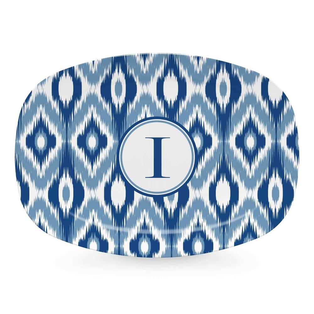 Blue Ikat Platter - I by Mariposa